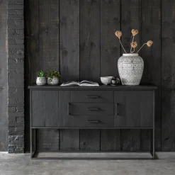 Zwart teak dressoir industrieel design - DTP Home Timeless Back Beam