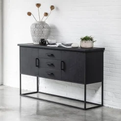 Zwart teak dressoir industrieel design - DTP Home Timeless Back Beam