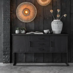 Zwart teak dressoir industrieel design - DTP Home Timeless Back Beam