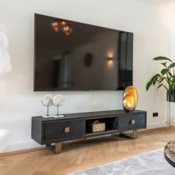 Zwart tv-meubel met goud - Richmond Interiors Hunter