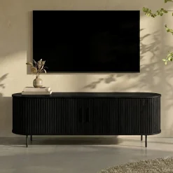 Zwart tv-meubel ovaal 150 cm - Bodio Sway