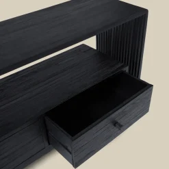 Zwart tv-meubel teak latjes - Bodio Teak Slats