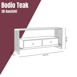 Zwart tv-meubel teak latjes - Bodio Teak Slats