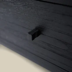 Zwart tv-meubel teak latjes - Bodio Teak Slats