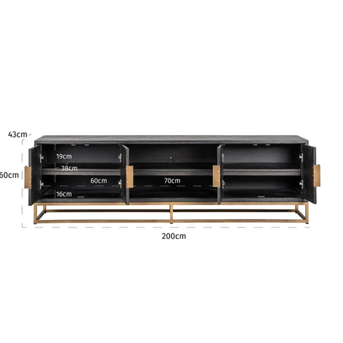 Zwart visgraat tv-meubel - Richmond Interiors Blackbone