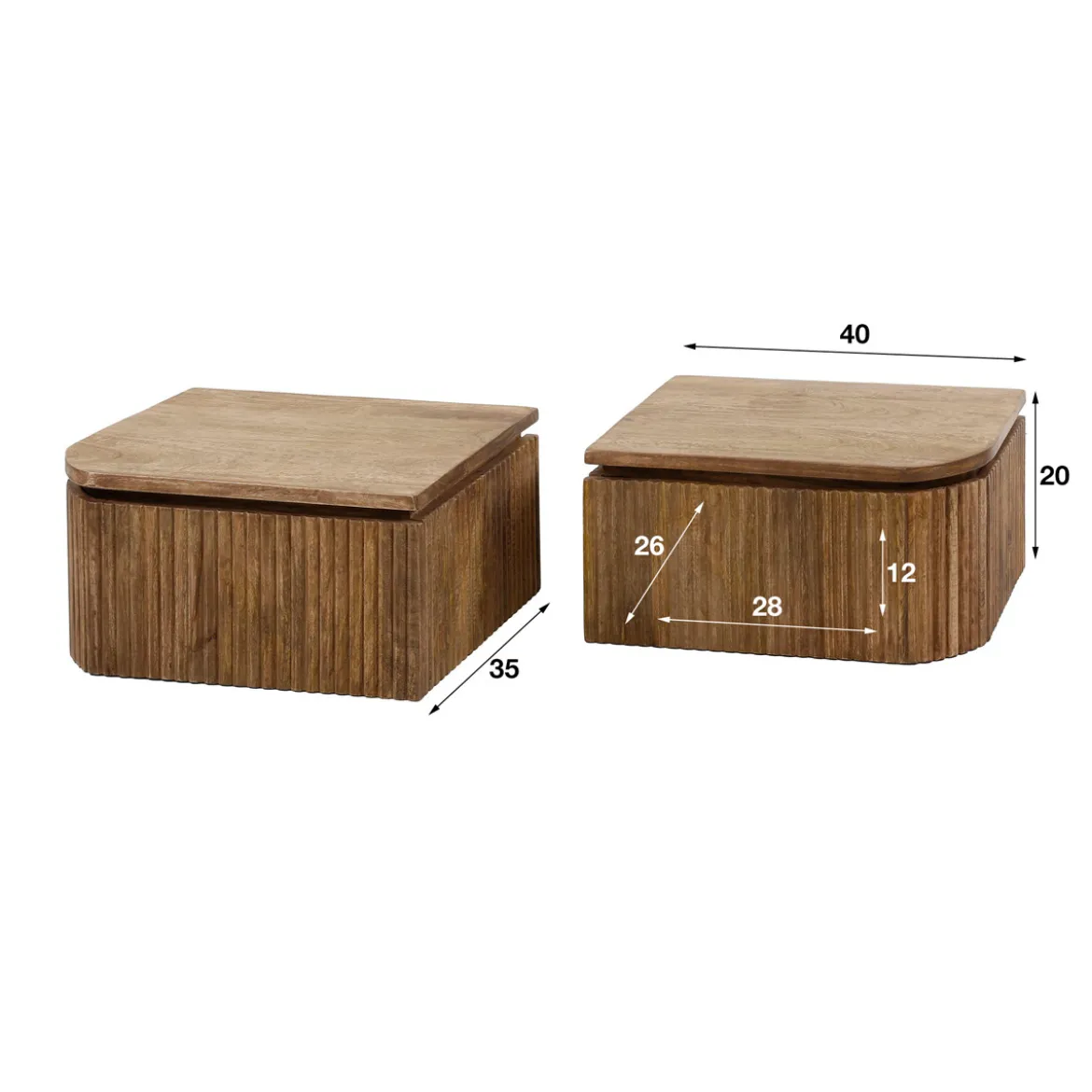 Zwevende nachtkastjes ribbels set van 2 - Giani Wave Set van 2