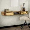 Zwevende sidetable mangohout en goud - Giani Brass