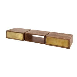 Zwevende sidetable mangohout en goud - Giani Brass
