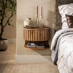 Zwevend nachtkastje hout met legplank - Giani Ridge