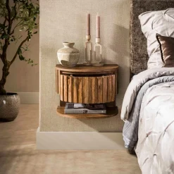 Zwevend nachtkastje hout met legplank - Giani Ridge