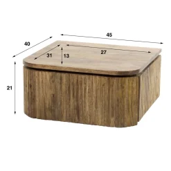 Zwevend nachtkastje hout ribbels - Giani Wave