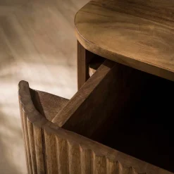 Zwevend nachtkastje hout ribbels - Giani Wave