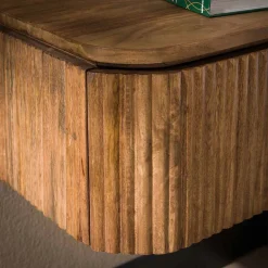 Zwevend nachtkastje hout ribbels - Giani Wave