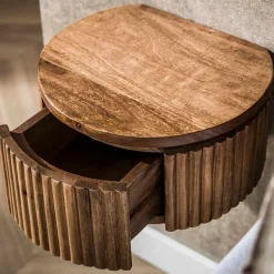 Zwevend nachtkastje rond hout - Giani Wave Rond XS