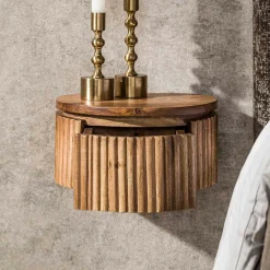 Zwevend nachtkastje rond hout - Giani Wave Rond XS
