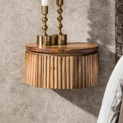 Zwevend nachtkastje rond hout - Giani Wave Rond XS